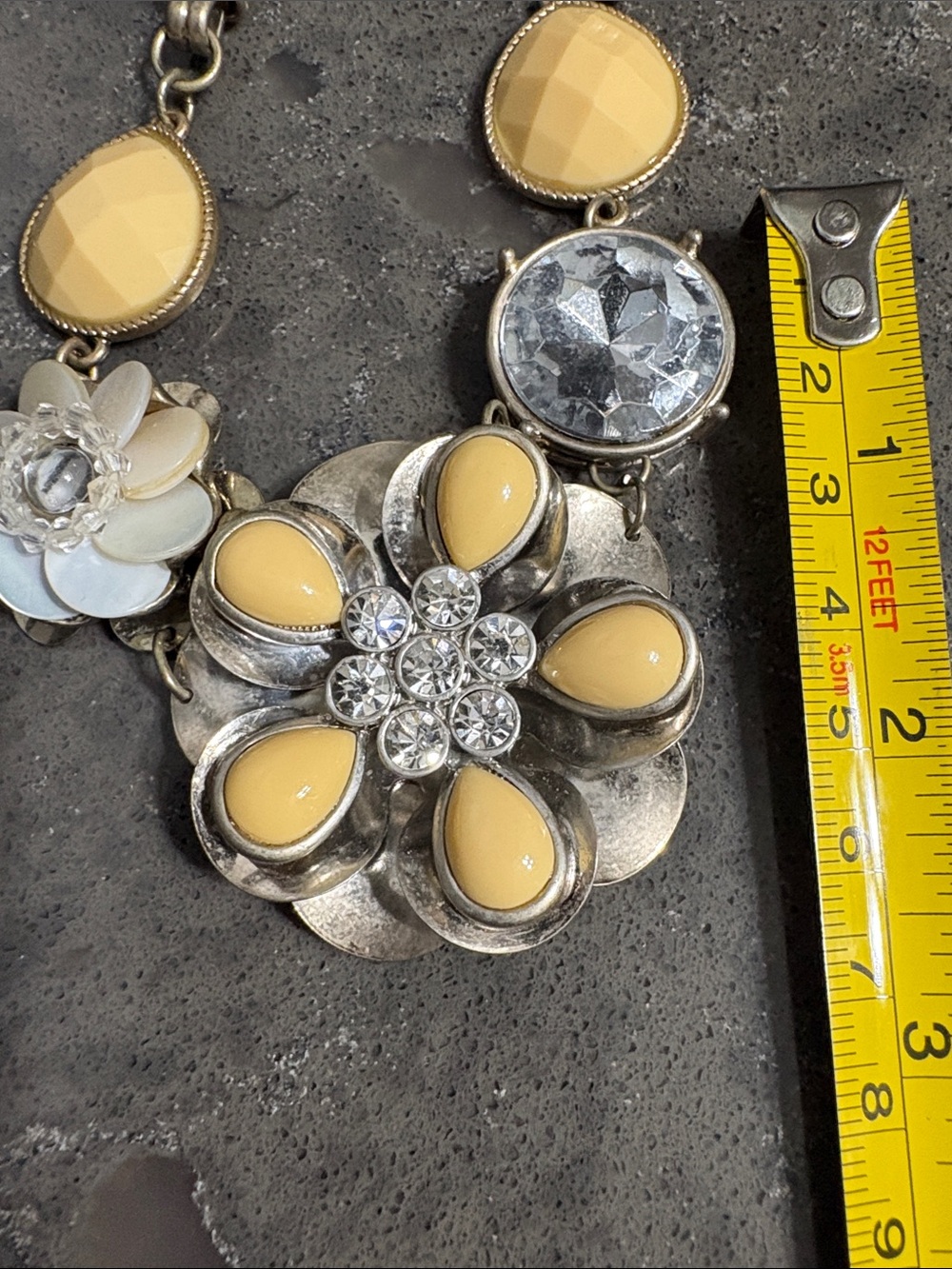 LOFT Yellow and Gold Floral Statement Necklace - Picture 12 of 13